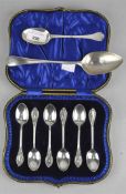 An Edwardian cased set of six silver teaspoons, hallmarked Sheffield 1903, by Isaac Ellis & Sons,