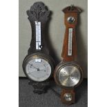 Two late 19th/early 20th century banjo barometers,