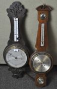 Two late 19th/early 20th century banjo barometers,