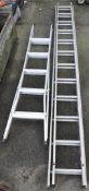 A set of Aluminium extending ladders, 298cm closed,