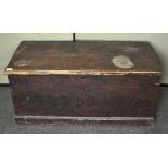 A late 19th century blanket box/trunk with twin handles, 105cm wide,