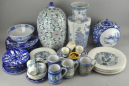 A selection of assorted ceramics including modern blue and white Chinese and other items