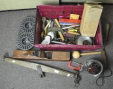 A quantity of assorted tools, including a large wood plane, stamped N.
