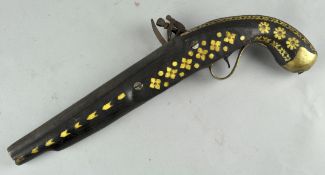 A reproduction Flintlock pistol,