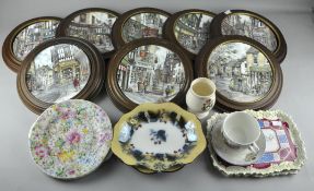 Eight Royal Doulton Collector's plates, mounted, including 'The Toy Shop',