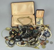 A group of costume jewellery, including watches,