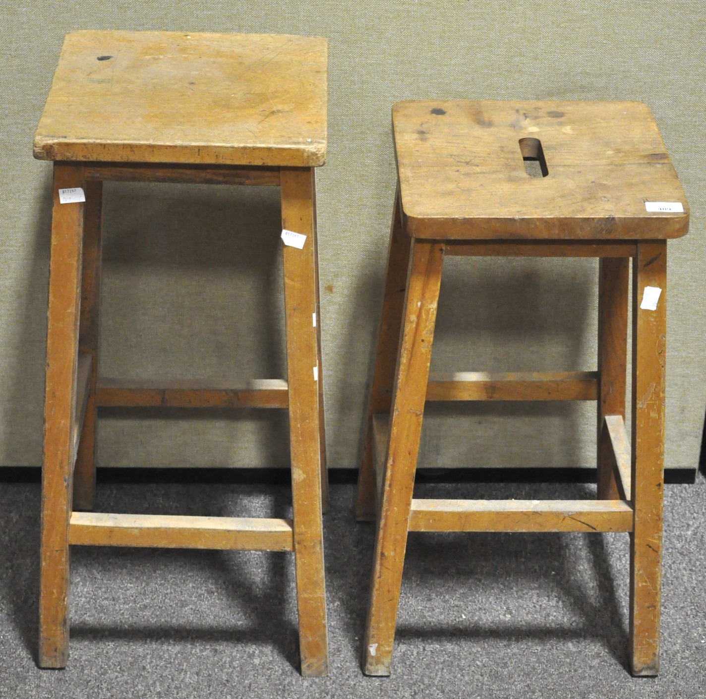 Two wooden stools,