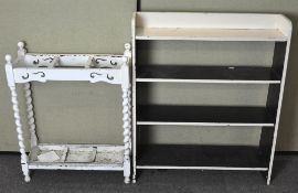 A white painted bookcase, 92cm high x 77cm wide,