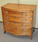 A 19th century mahogany bow front chest of four drawers,of graduating form,