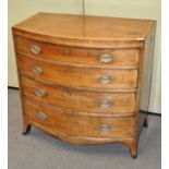 A 19th century mahogany bow front chest of four drawers,of graduating form,