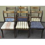 A set of six early 20th century inlaid dining chairs, including two canvas,