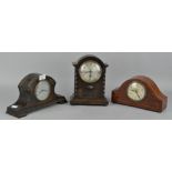 Three mantel clocks, including a mahogany example with German movement,