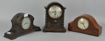 Three mantel clocks, including a mahogany example with German movement,