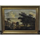 A canvas print of a Dutch Watermill by a cemetery, 52cm x 75cm,