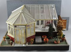 A dolls house conservatory, 58cm wide,
