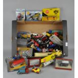 A collection of assorted model cars, including Corgi classics Bedford type OB coach,