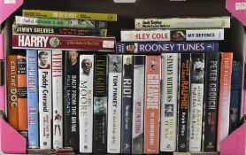 A collection of 25 football books mainly autobiographies including Rednapp/Moore/Clough/Brooking,