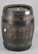 A small coopered wooden barrel,