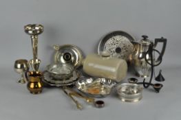 A collection of silver plate, including trays,