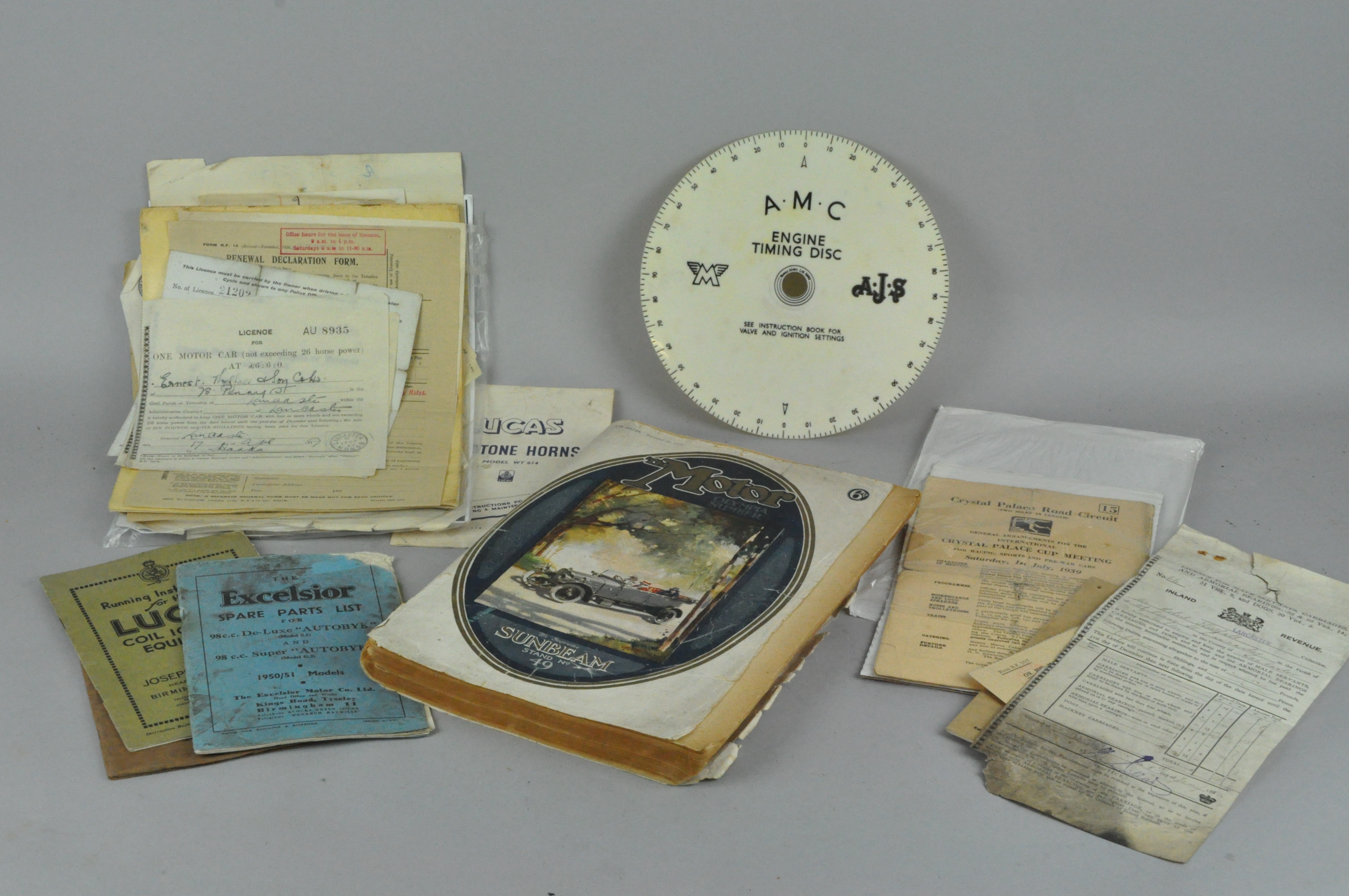A large group of vintage early 1900's automobilia and motor car ephemera,