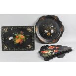 A group of three papier mache items,