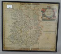 A 19th century map of Shropshire by Robert Morden, framed and glazed,