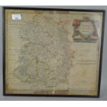 A 19th century map of Shropshire by Robert Morden, framed and glazed,