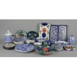 A large collection of assorted blue and white ceramics