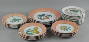 A Mottlehedeh, Portugal part ceramic dinner service, including dinner plates,