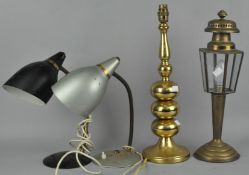 A collection of vintage lighting, including an unusual table lamp by Frandsen,