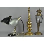 A collection of vintage lighting, including an unusual table lamp by Frandsen,