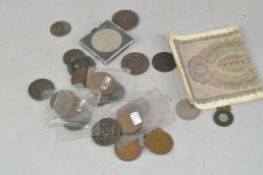 A collection of coins from around the world,