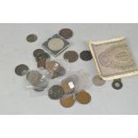 A collection of coins from around the world,