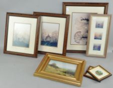 A collection of assorted pictures and prints, including an oil by Martyn Wrench,
