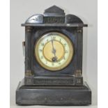 A late 19th century slate mantel clock,