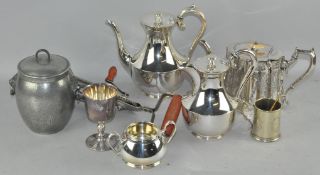 A collection of assorted silver plate, including a Victorian Mappin & Webb teapot,