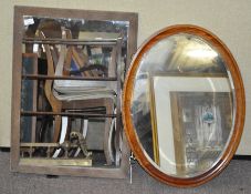 An Edwardian mahogany mirror,