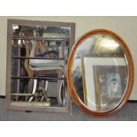 An Edwardian mahogany mirror,