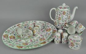 A Minton 'Hadon Hall' bone china part tea set,comprising teapot, teacups,