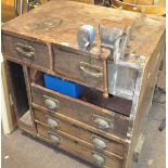 An oak work bench,