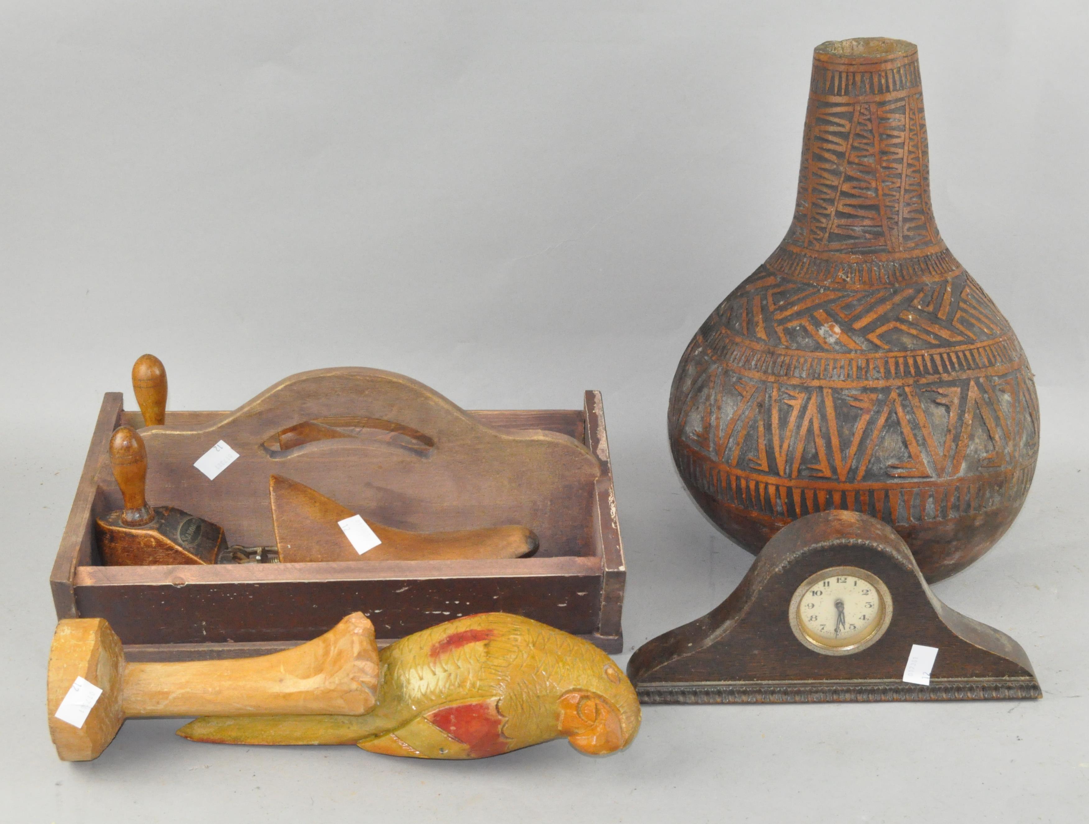 A box of Treen, including a Gourd,