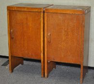 A pair of 1940's Art Deco vintage oak bedside cabinets,