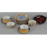 A Japanese "eggshell" porcelain part tea set, comprising tea cups, saucers and side plates,