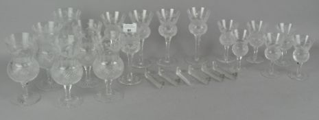 A collection of Edinburgh crystal "Scottish Thistle" wine and drinking glasses, largest 17cm high,