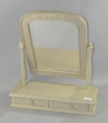 A grey painted dressing table swing mirror,