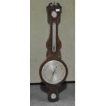 A 19th century walnut and line inlaid wheel barometer, inscribed Giani,