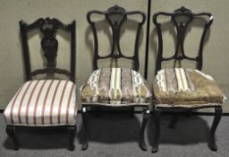 A pair of Victorian walnut salon chairs and a similar nursing chair (3)