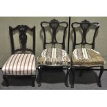 A pair of Victorian walnut salon chairs and a similar nursing chair (3)