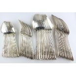A twelve place set of George IV silver Queen's pattern cutlery,