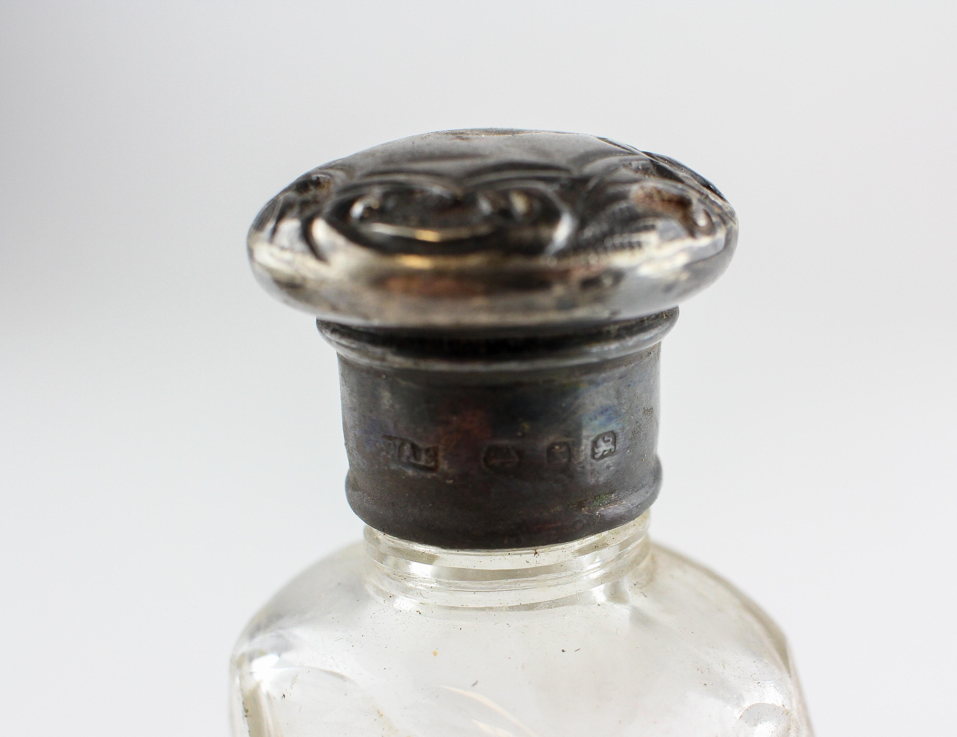 A collection of silver mounted glass cosmetics bottles and jars; and a silver mounted glass vase, - Image 3 of 3